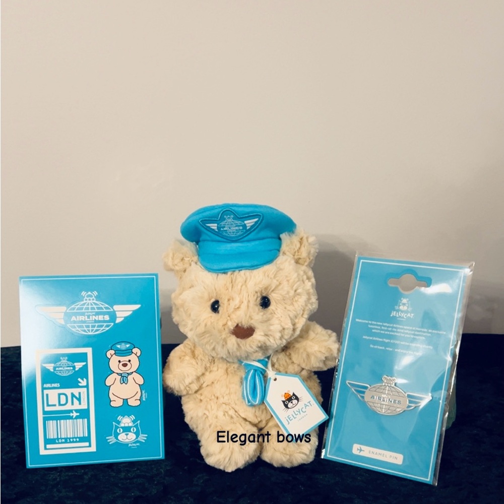 Jellycat Bartholomew Junior Pilot outfit Bundle UK EXCLUSIVE with Pin and Sticke